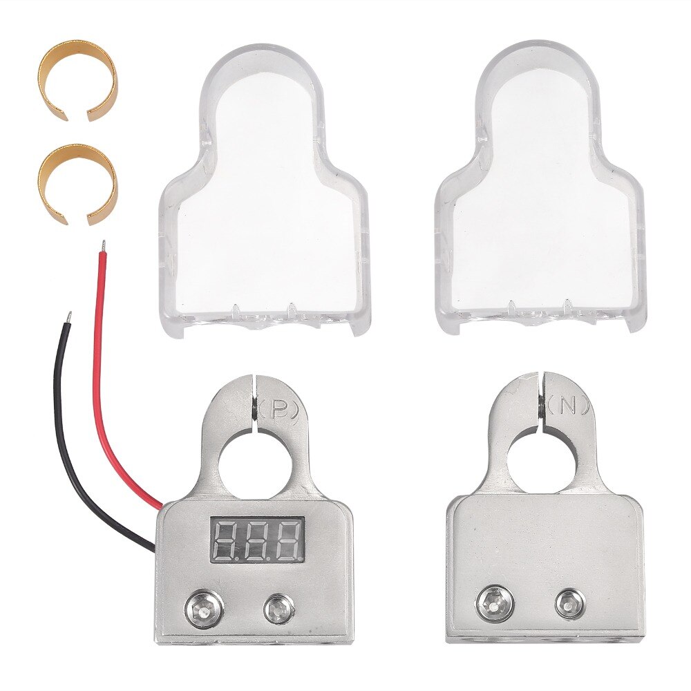 Car Battery Terminal Connectors Strong Versatility DC12V-24V Voltmeter 0 4 8 Gauge AWG Positive Negative Battery Clamp W/ Shims