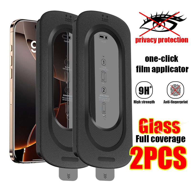 Privacy Screen Protector for iPhone 16 15 14 13 12 11 PRO MAX 2pcs Easy Install Tempered Glass Anti-Spy X XR Film Privacy Glass: iPhone 16 Pro Max