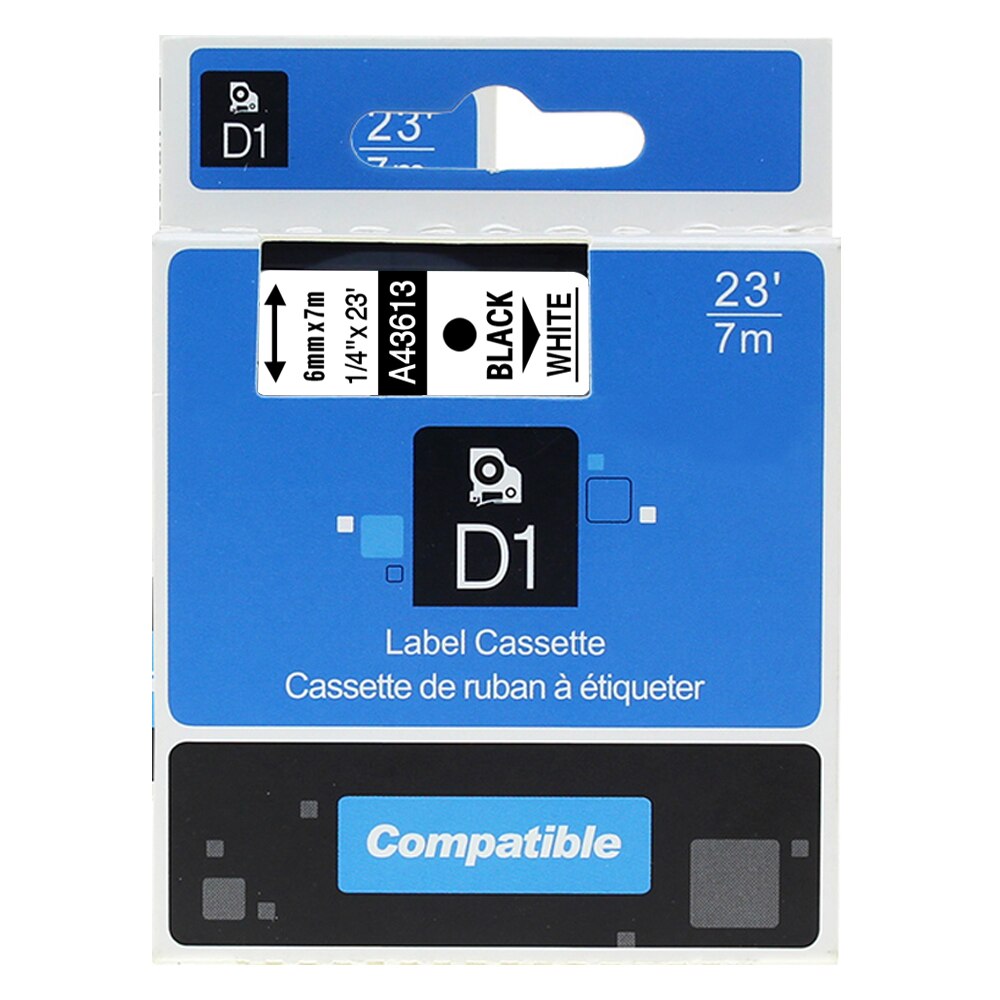 Fimax 2 stücke Kompatibel Dymo D1 Label Drucker Band 43613 6mm DYMO D1 Label Band Schwarz auf Weiß DYMO d1 Label Maker Label Band