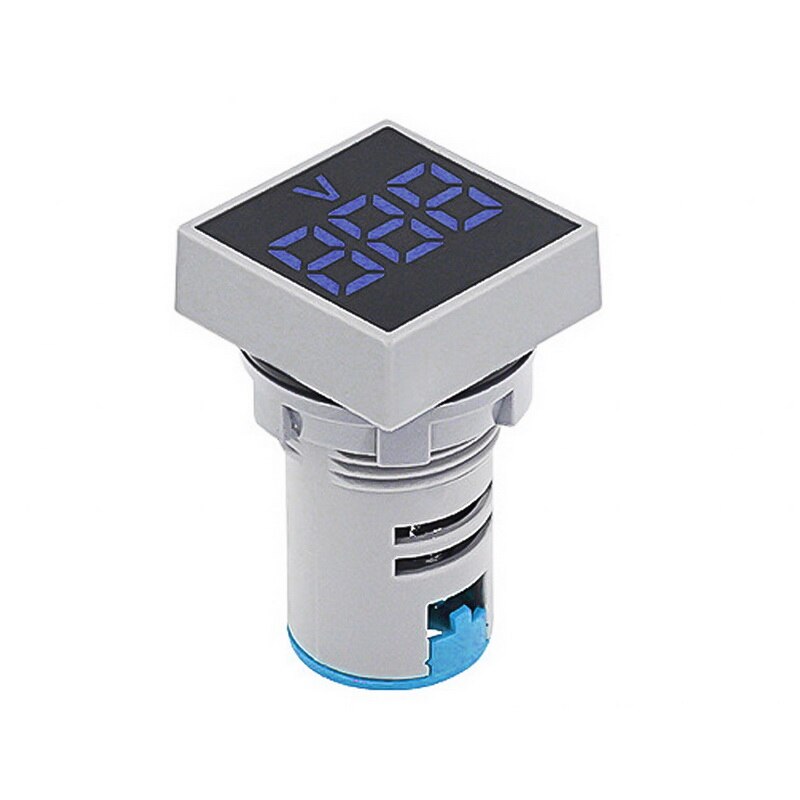 22mm kvadrat  ac 12-500v volt spændingstester meter monitor strøm led indikatorlampe lys display diy mini digital voltmeter: 4