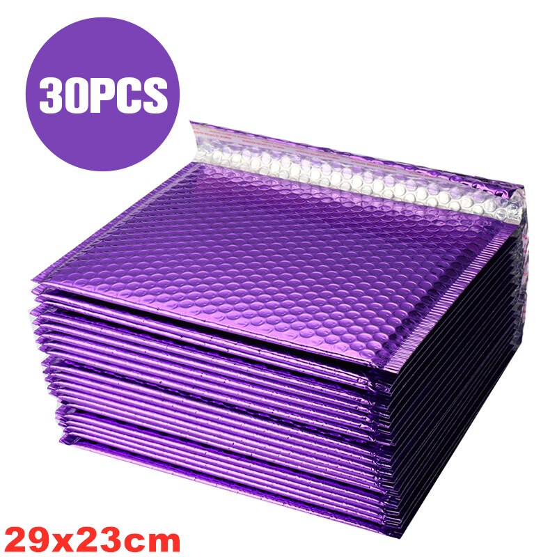 10/30Pcs/Lot Foam Envelope Self Seal Mailers Padded Aluminized Envelopes With Bubble Mailing Bag For Package: 29x23cm 30pcs purple