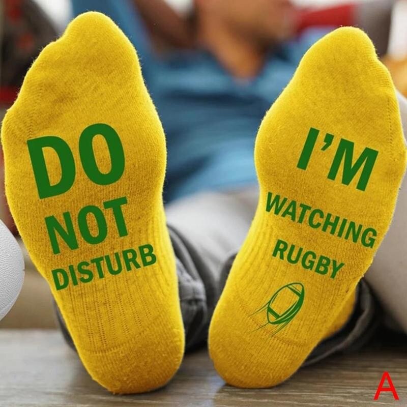 Rugby sokker forstyrrer ikke strømper unisex mænd kvinder sokker sjov bomuld sjov brev besætning åndbare sokker udendørs sports sox