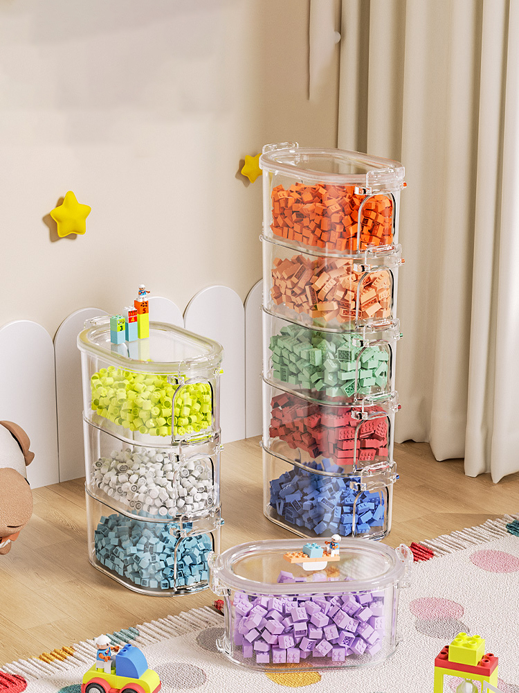 Contenedores de caja organizadora de almacenamiento para juegos y salas de juegos de plástico para estantes o cubículos, capacidad para juguetes pequeños, bloques, rompecabezas y marcadores
