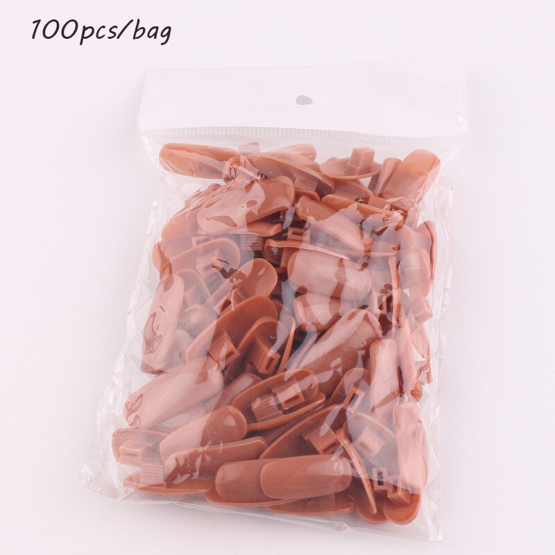 100pcs/bag plastic nail tips Flexible Plastic Practice nail training hand with Manicure Tool For trainer mannequin: Default Title