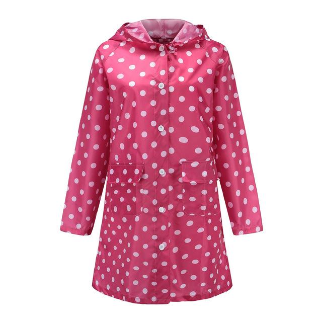 Chubasquero largo ondulado para mujer, chaqueta de lluvia Impermeable al aire libre, Poncho a prueba de viento, prendas de vestir impermeables, abrigo de lluvia: Rosa
