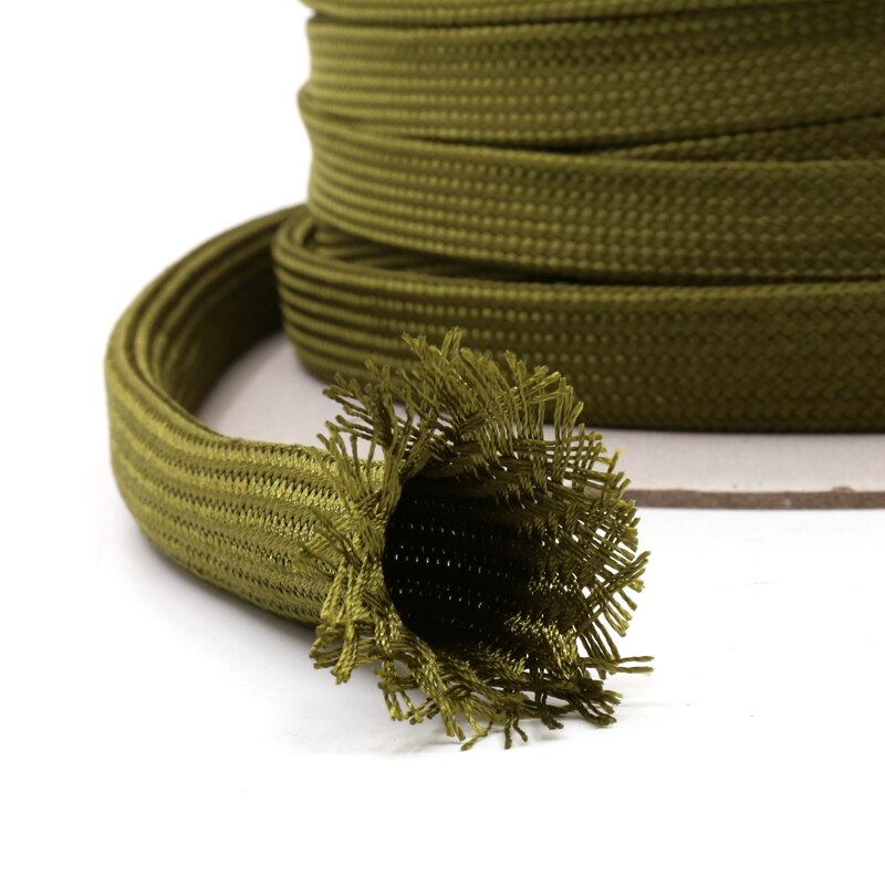 5M soft cotton Nylon Sleeve Wire Cable Braided Sleeving Protecting Expandable Cable Sleeve High Density Cable Sleeves army green