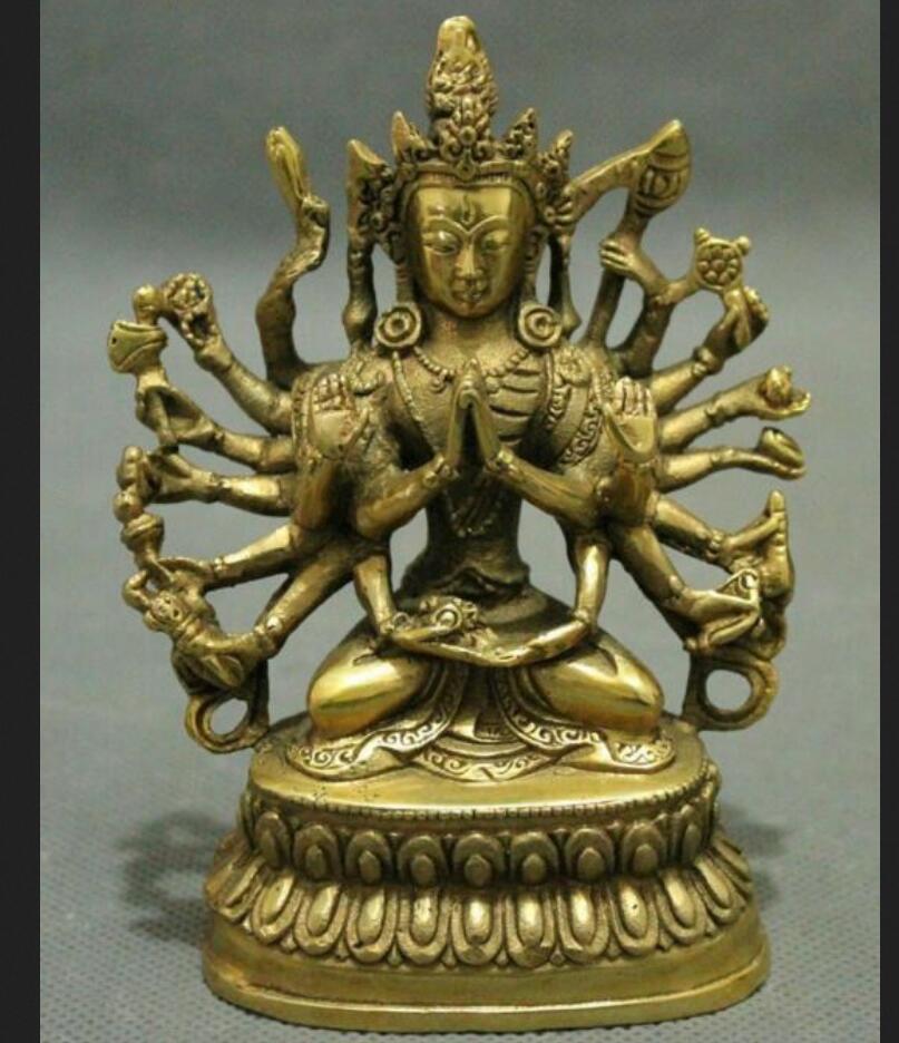 Koperen Standbeeld China Tibetaans Boeddhisme Koper Boeddha Avalokiteshvara Exorcism