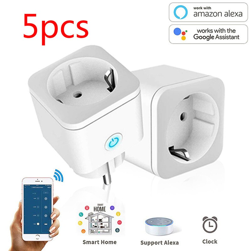 16A Smart Plug WiFi Smart Socket EU Adaptor Wireless Socket Monitor Timing Tuya App Control Smart Home For Alexa Google Home
