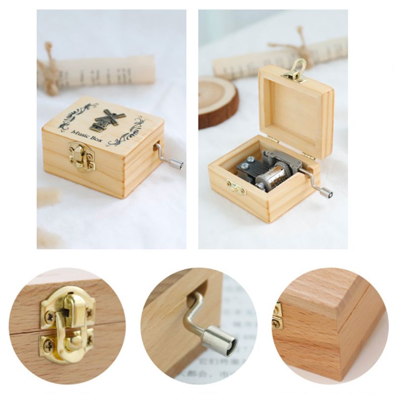 Wooden Music Box Multiple Music Random Engraved Musical Case Toys Kids 634F