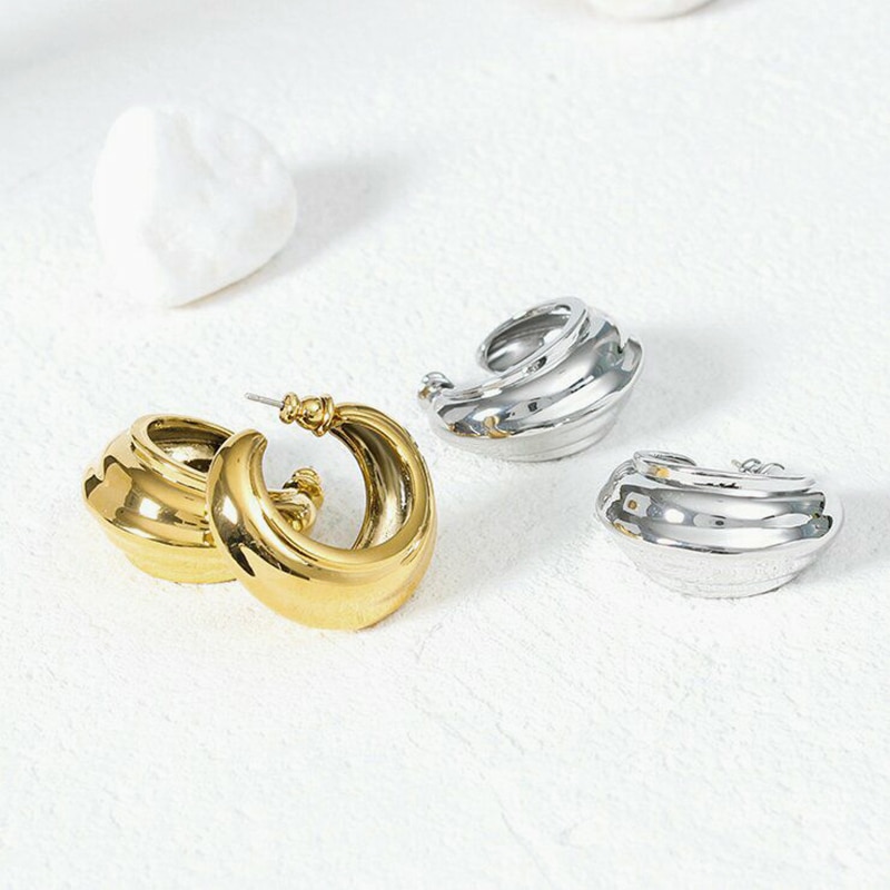 Peri'sBox Hollow Wide Chunky Hoop Earrings O Shape Geometric Earrings for Women Circle Minimalist Earrings Hoops Jewelry