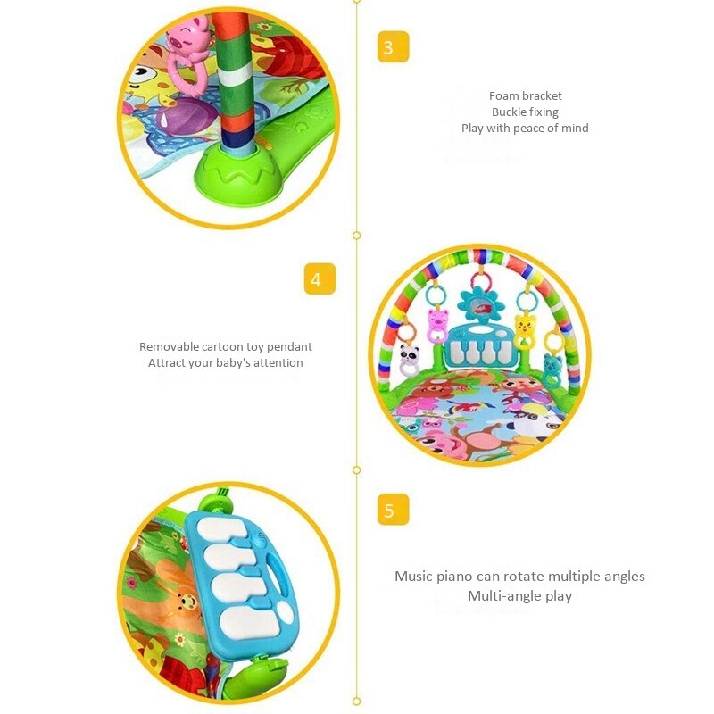 Baby speel muziekmat tapijt speelgoed kind kruipspel met piano toetsenbord babykleed vroege educatie rek speelgoed