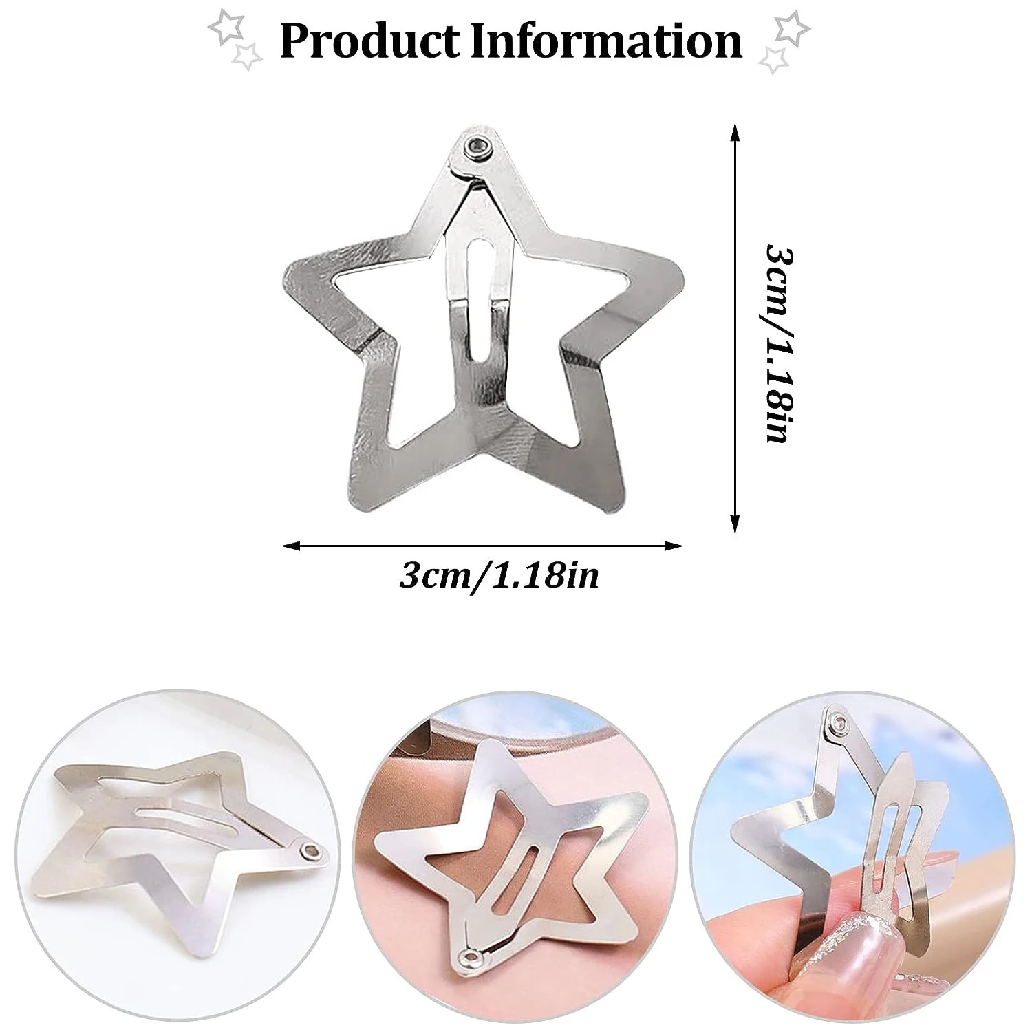 10/25/50/100/200 Uds Y2K pinzas para el cabello de estrella plateada para niñas Clip de Metal horquillas pasadores agarre para el cabello joya accesorios para el cabello