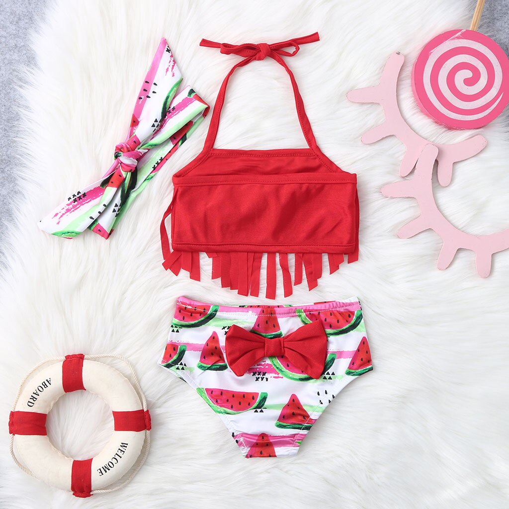 ARLONEET Toddler Kids Baby Girls Tassel Watermelon Print Summer Swimwear Swimsuit Bikini Outfits kid swimwears baby girl clothes