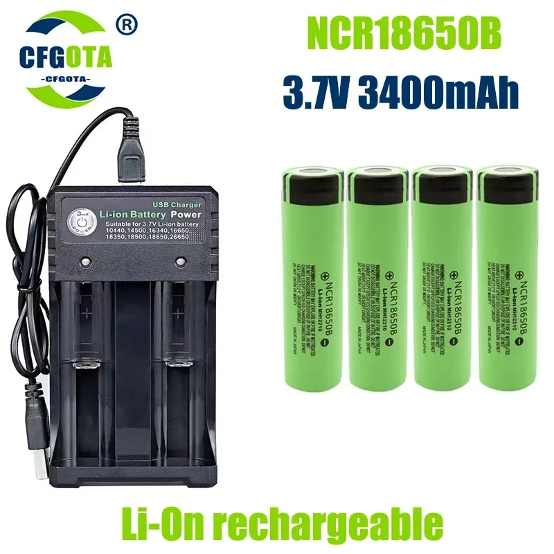 18650 Battery Fast 2023NewBestselling 34B Li-ion 3.7V 3400MAH+Charger Rechargeable Battery Suitable Screwdriver Battery