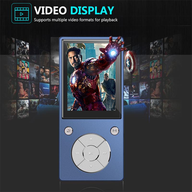 MP4 Player Bluetooth4.2 Built-in Speaker 8GB/16GB with 2.4 Inch HD Color Screen, FM Radio, Voice Recorder, Video