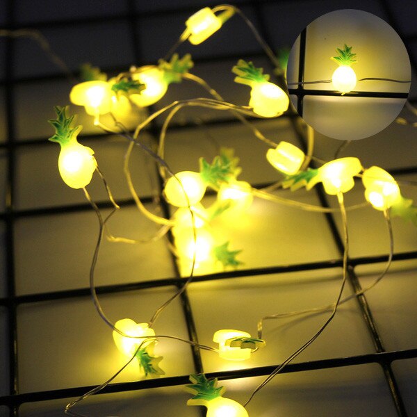2m mini-led-lampor flamingo/enhörning/ananas ljus för sommaren hawaian fest stjärnljus girland bröllopsfest dekoration tillbehör: Ananas
