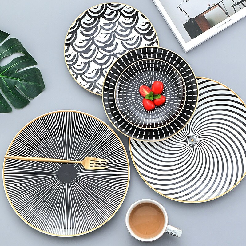 Net Red Photographs of Western Plate, Ceramic Household Plate Nordic Irregular Tableware Breakfast Tray Steak Plate