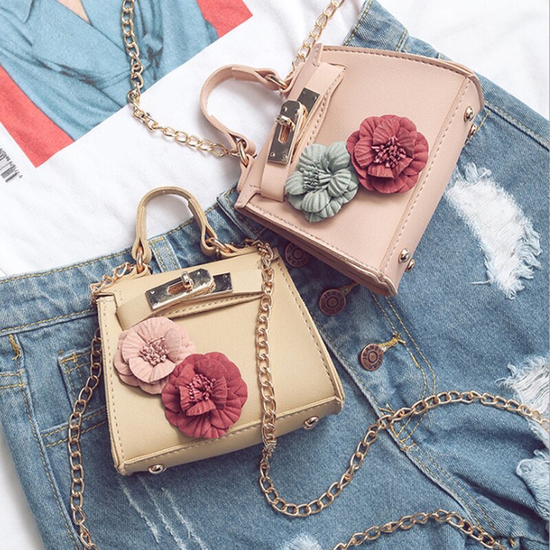 Mini bolso Floral con cadena para mujer, bandoleras cruzadas, monedero