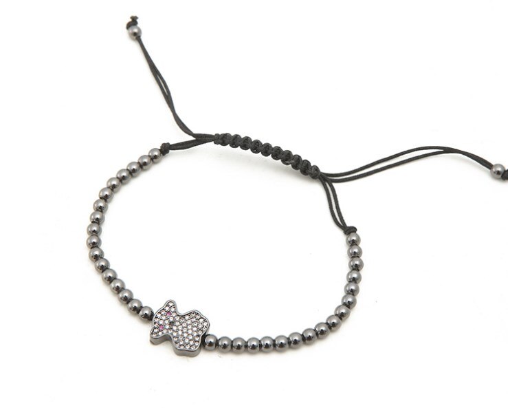 Goud zilver micro pave cz kubieke zirkonia touw aangepaste koperen kralen armband 5 j 4 bedel gevlochten armbanden vrouwen: 4