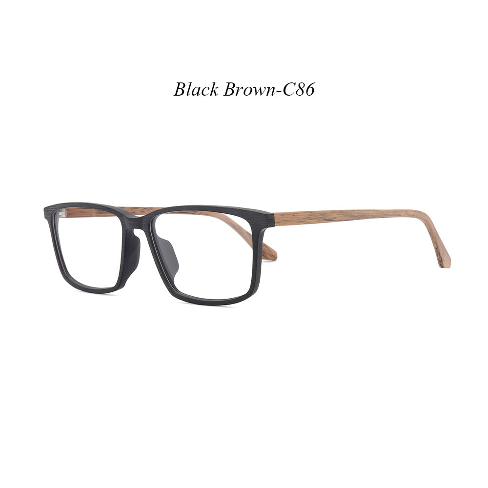 HDCRAFTER Wooden Prescription Frame Glasses for Men Optical Myopia Eye Glasses Frame Clear Full Frame Eyeglasses Spectacles: C86