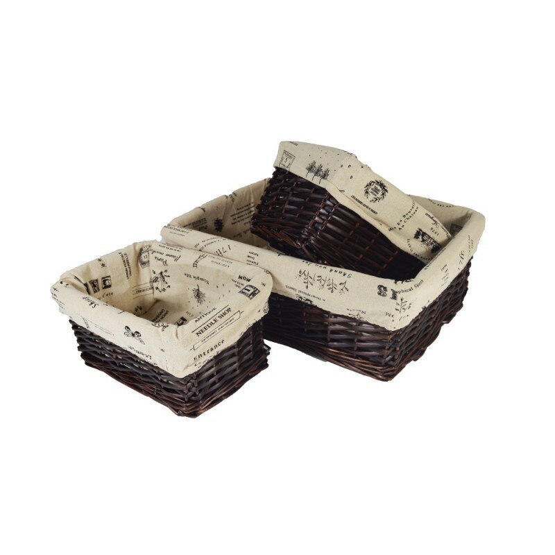 SET DE 3 CESTAS JOCCA DE MIMBRE CON FORRO DE TELA PARA EL HOGAR. CESTA DE ALMACENAMIENTO PARA CUARTO BEBE. CESTA DECORACIÓN RECTANGULAR PARA JOYAS. CANASTOS DE MIMBRE PARA JUGUETES. CANASTA ORGANIZADORA LIBROS. .