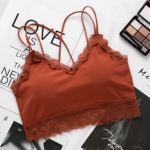 Underwear women halved belt Bralette lace tube top Push Up condole belt small waistcoat Sexy Lingerie Fitness tube tops: Caramel color