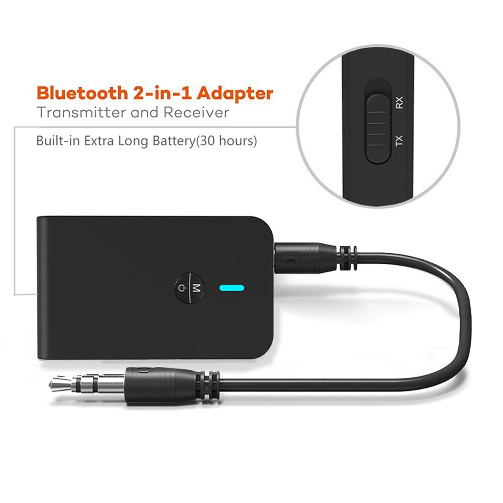 2 in bluetooth-compatible 5,0 transmitter/receiver rechargeable adapters for tv, computer, car speakers 1 3,5mm aux hifi music audio