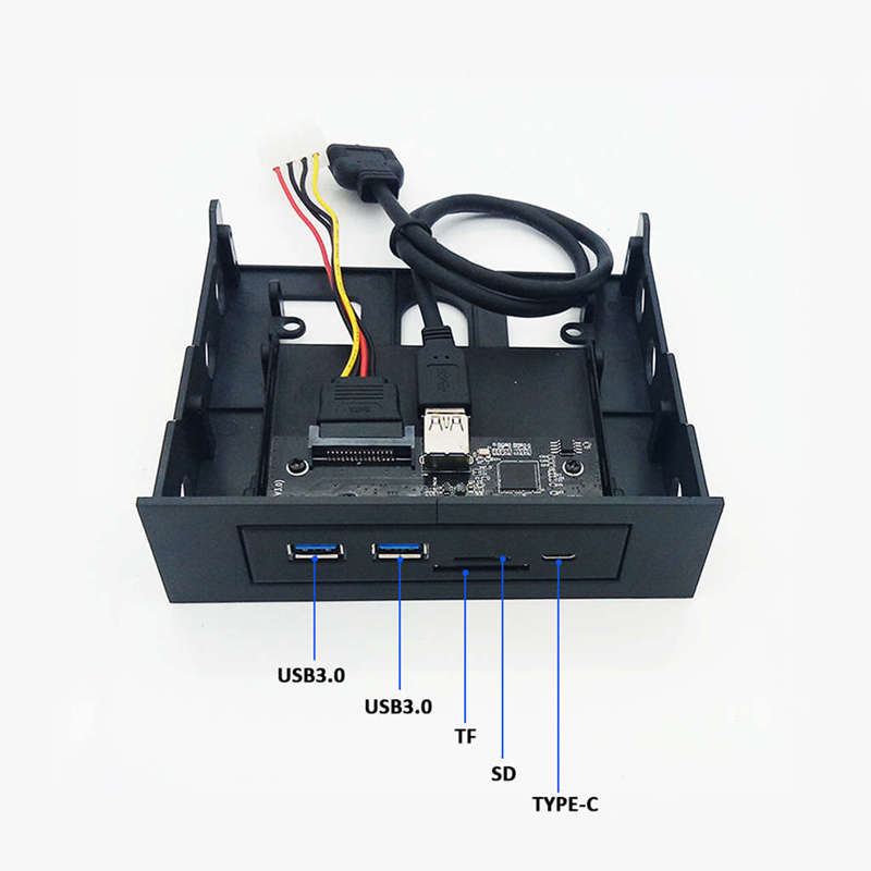 33S50-Rtk 3 In 1 Card Reader Pc Front Panel Media Type-C Dual Usb 3.0 Port Hub Dashboard With Usb Power Cable Tf Sd Card Reader