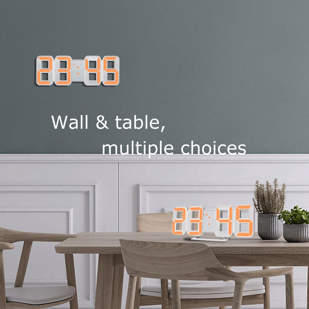 Digitale Wandklok 3D Led Grote Tijd Kalender Temperatuur Desk Tafel Modern Digitale Tafel Klok Achtergrondverlichting Home Klokken