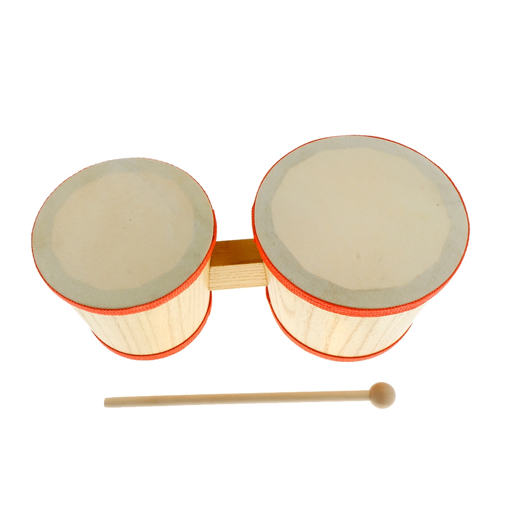 Fineste træ bongo trommer 4 tommer 5 tommer til børn førskole musikalske rytme legetøj