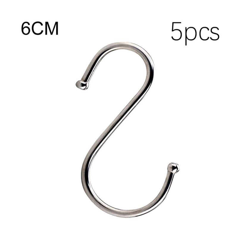 5pcs S-Shaped Hooks Clothing Sundries Organizer Rails Storage-Holders Bathroom Kitchen Stainless-Steel Black Practical Multiple: 6cm