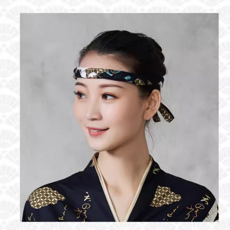 Hand Woven Japanese Cuisine Headband Sushi Head Strap Men Work Chef Vintage Waiter Headdress For Men Women: Ivory