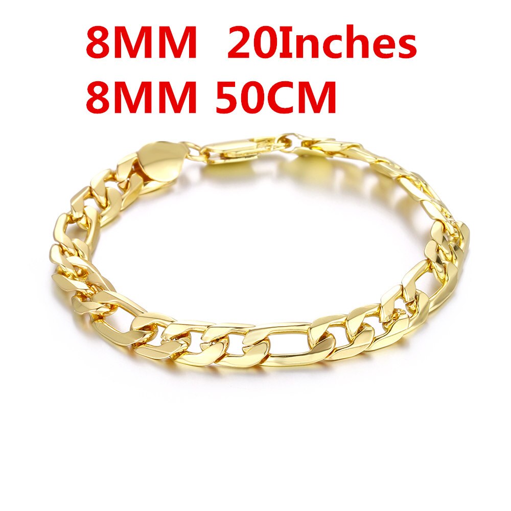 Hot new 18K collane in oro classico 8MM catena laterale collana in argento sterling 925 per uomo moda gioielli regali festa di nozze