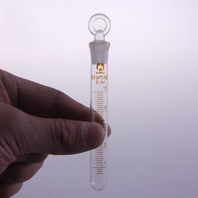 Tubo de ensayo de cristal con rayas de medición, 50ml, parte inferior redonda con tapón de cristal, para laboratorio de química