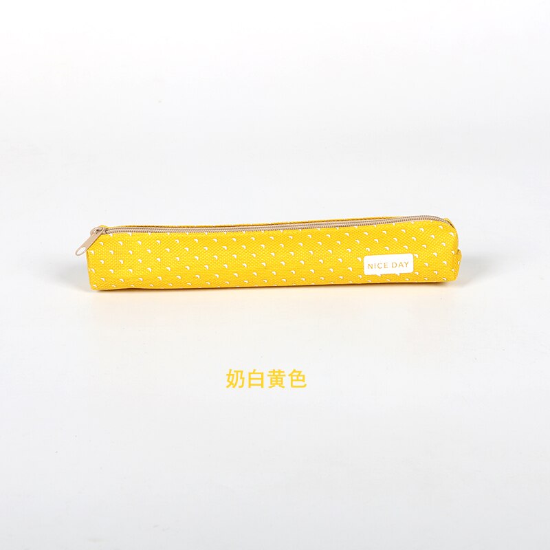Colorful School Pencil Cases Pencil Bag Stationery for Girls Cute Fabric Pencil Case: Yellow