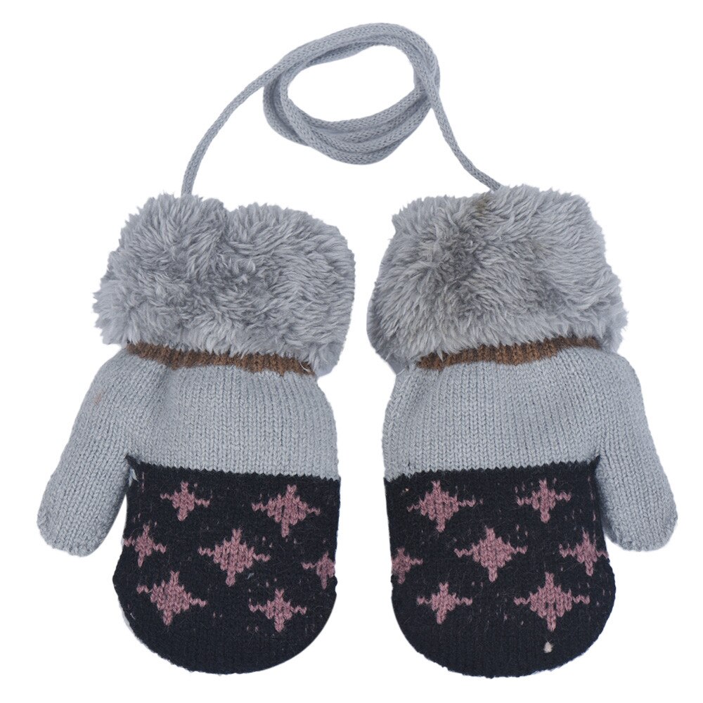 Winter Baby Jongens Leaf Meisjes Houden Warme Handschoenen Kids Katoenen Baby Wanten Houden Vinger Warm Imitatie 0-12M Baby Fluwelen: Black 