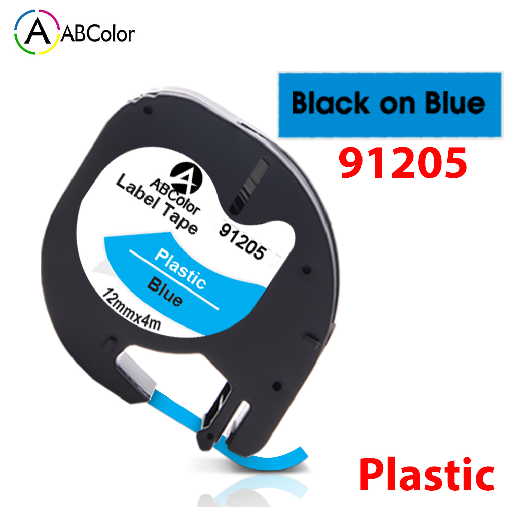 1Pcs 91202 Compatible for Dymo LetraTag Label Tape 91222 91332 Black on Yellow LT 91202 For Dymo LT100H QX-50 2000 Label Maker: 91205 Blue
