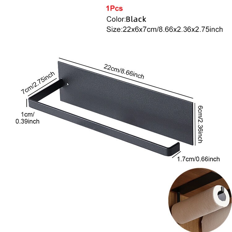 Suporte de toalha de papel ganchos cozinha organizador de armazenamento gadget conjunto ferramentas gabinete utensílio coisas acessórios suprimentos: Black A