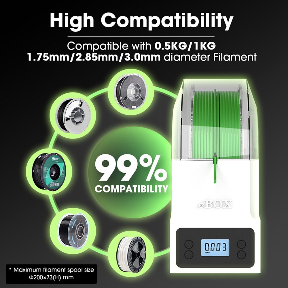 ESUN eBOX 3D Drucker Filament Trockner Box Filament Lagerung unterstützung Halter Halten Filament Trockenen für 3D drucker Teile