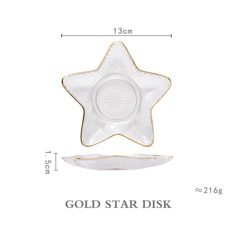 Gylden kant glas plade diy hav konkylie kammusling smykker opbevaring salat plade dessert skål middag plader sushi plade sashimi plade: C  1 stk