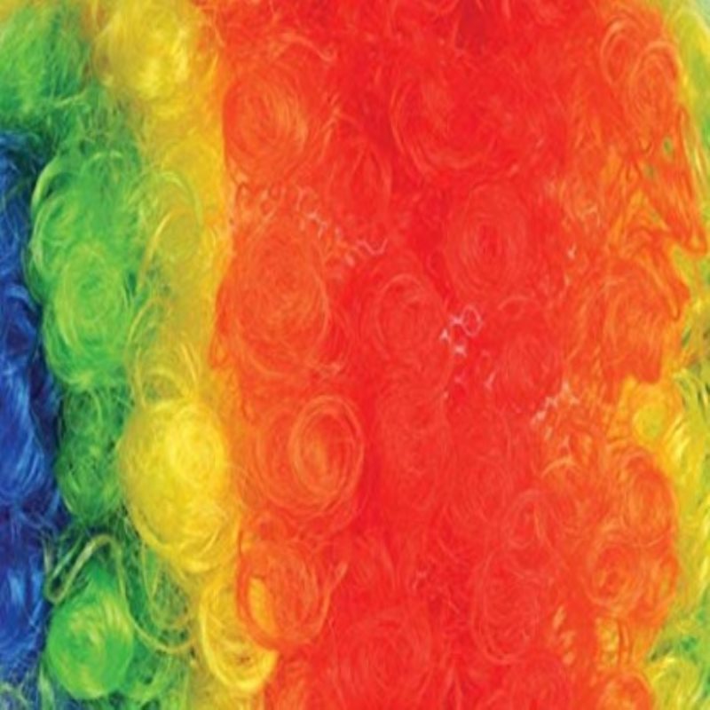 Creativity Clown Costume Wig Red Nose Bow Tie Rainbow Red Fancy Curls Wig