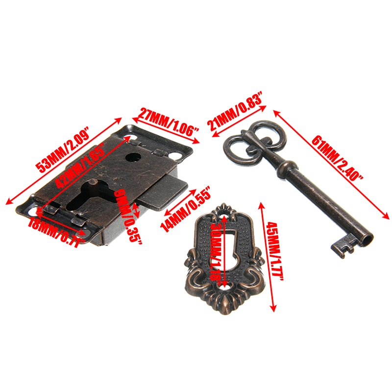 1PC Antique Lock Drawer Cabinet Cabinet Door Lock Set with Key Wardrobe Cupboard Lock for Furniture Kitchen Replacement