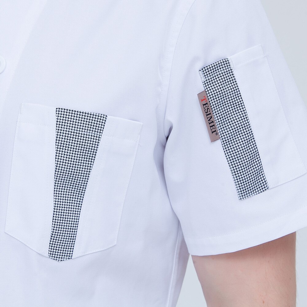 M-4XL restaurant chef uniforms double breasted white chef shirts catering work clothes short sleeves Chef Jackets