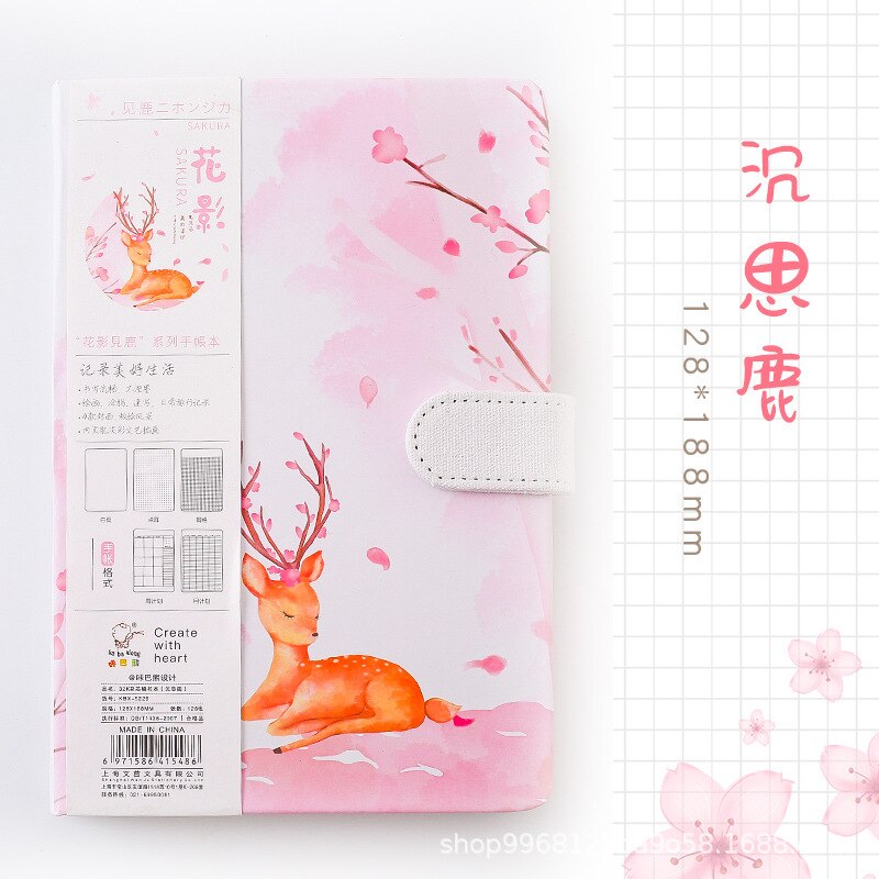 Kawaii tidsskrift  a5 rosa elg hjort notatbok rutenett prikk blank tegning daglig ukeplanlegger dagsorden skolemateriell skrivesaker: Rosa d