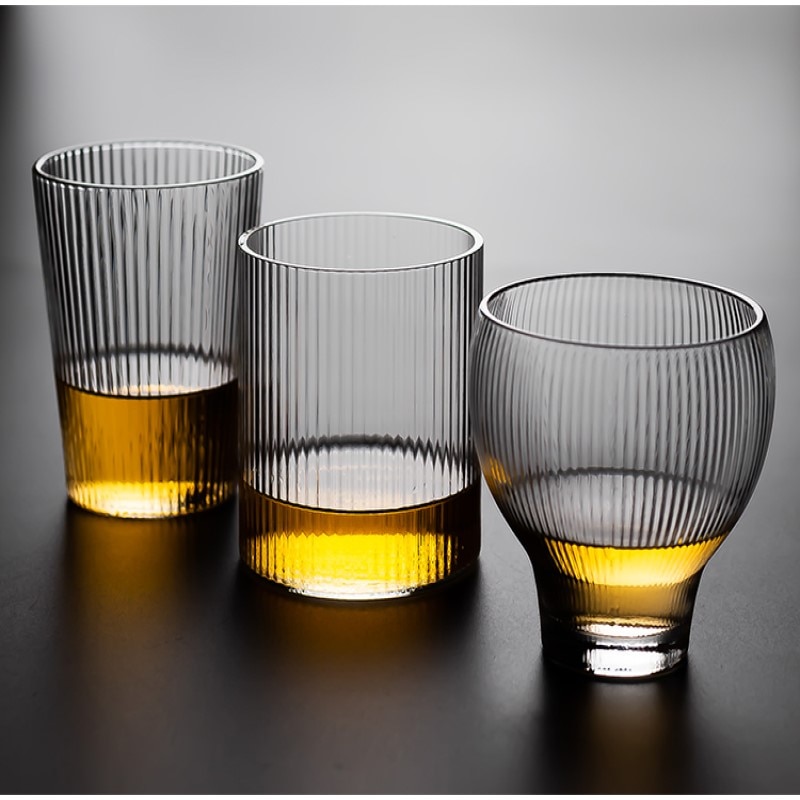 Tasse d'eau en verre thé boisson froide | Résistant au vent simple de style japonais, tasse de thé, tasse de vin, verre fleur thé vert tasse de thé