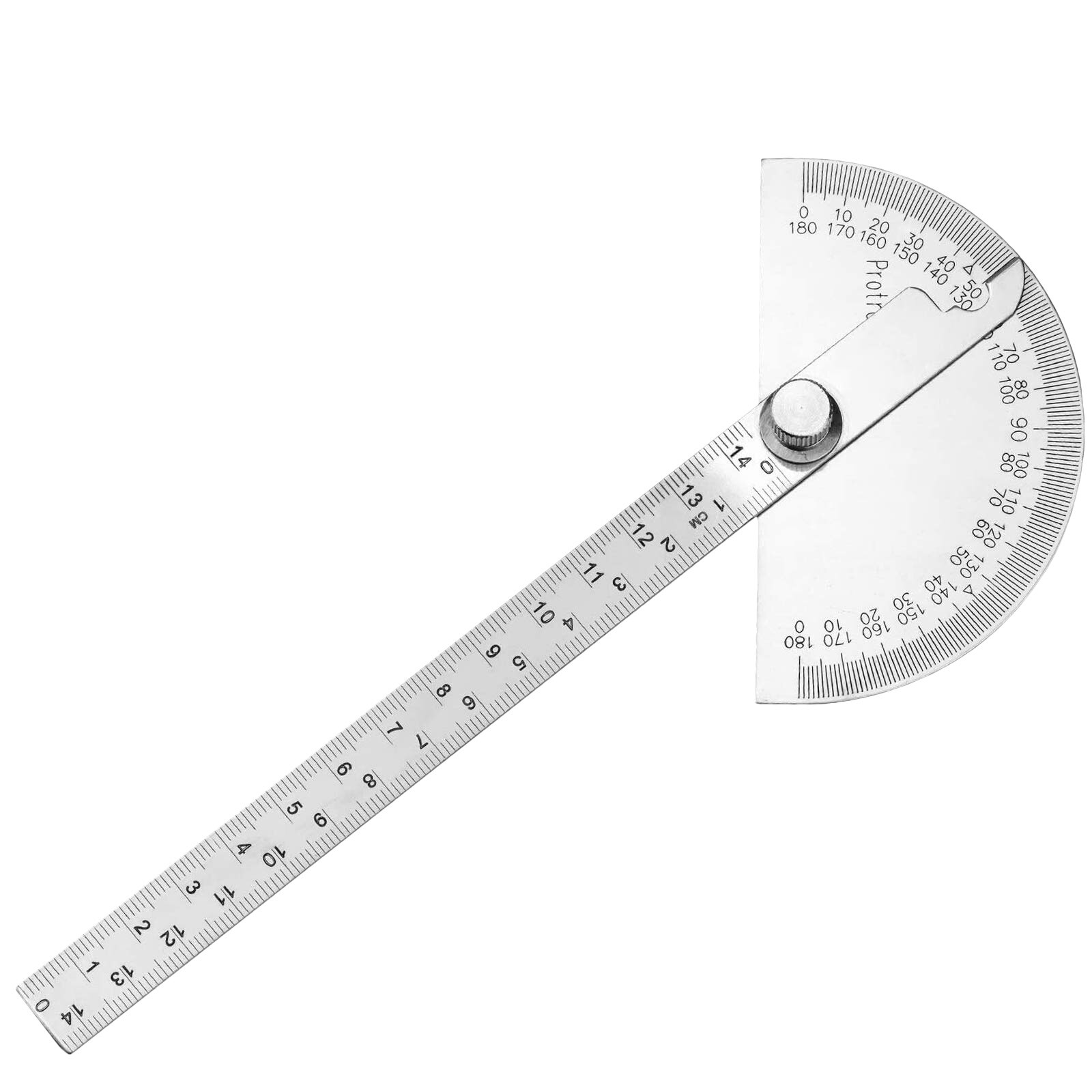 Stainless Steel Protractor 0-180 Degrees Solid Protractor 14.5cm Universal Ruler for Engineering Craft Construction Tool