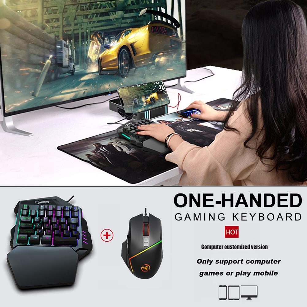 V100 Mini One-Hand Mechanical Keyboard Gaming Keyboard 35 Keys Colorful Backlit Game Led Keyboard For Pc Computer Android Window
