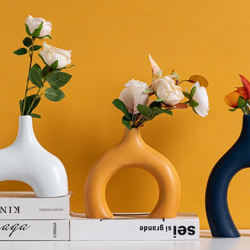 NIFLHEIM Ceramic Abstract Alien Vase Modern Decorative Planter for Flowers Decoration Home Luxury Wedding Centerpiece