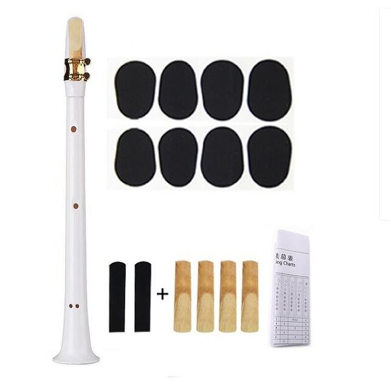 Mini Pocket Saxofoon Draagbare Effen Saxofoon Kleine Saxofoon Met Sax Rieten Draagtas Tand Pasta 'S Voor Beginners: WHITE
