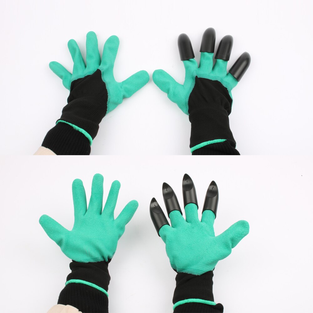 1 par haven emulsoid handsker med 4 abs plastik kløer til haven grave plantning handsker